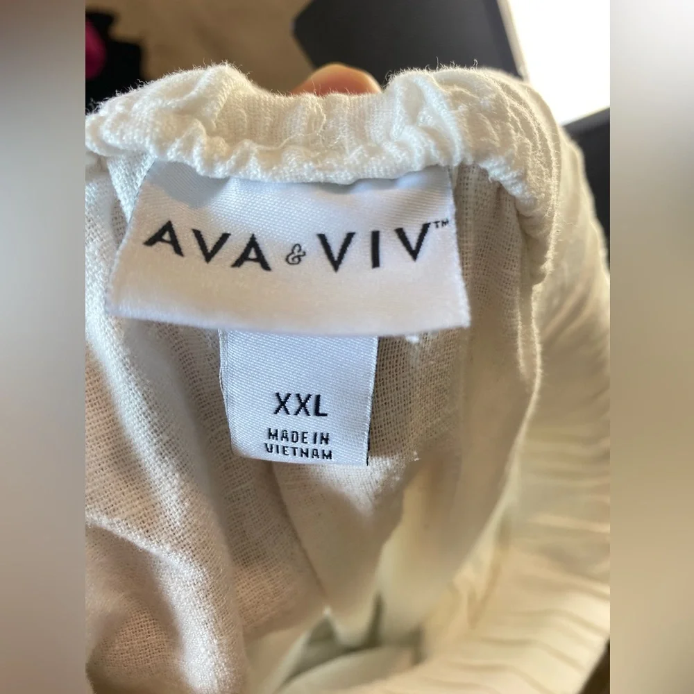 AVA & VIV Plus Size  Pants White‎ Linen Drawstring Pants
Size XXL - Picture 8 of 12